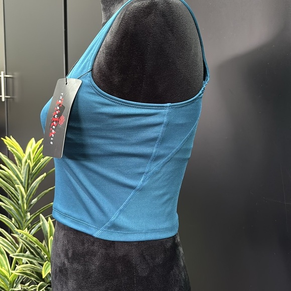 TARA The Gym People Long line,v-neck removable pad shelf bra,full coverage,aqua - Picture 2 of 10